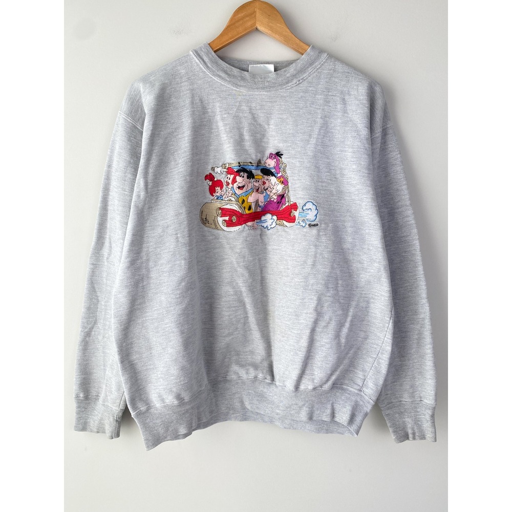 Blitzz Studios Vintage 90s Flintstones Sweatshirt‎ XL Grey Retro Embroidered